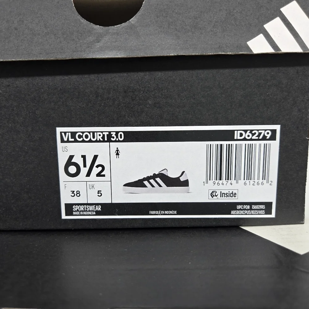 New Adidas VL Court 3.0 'Black White' Women's Shoes Size 6.5